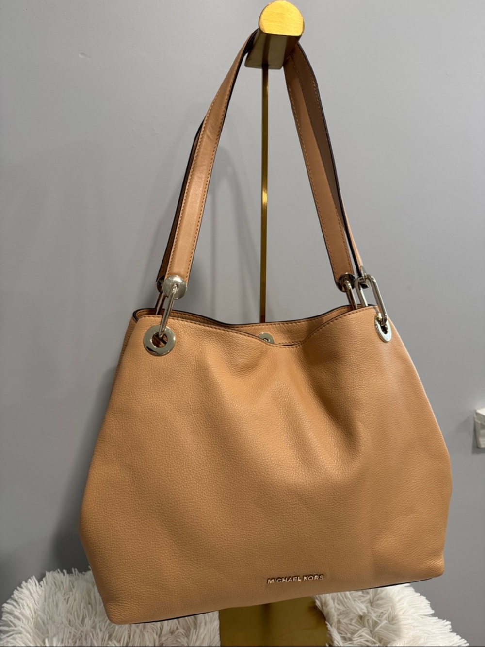 Michael Kors Camel/Tan Raven Leather Shoulder Tote